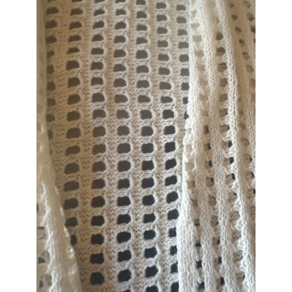 White Open-Knit Crochet Cardigan Sweater Cottage Boho One Size - Picture 2 of 4